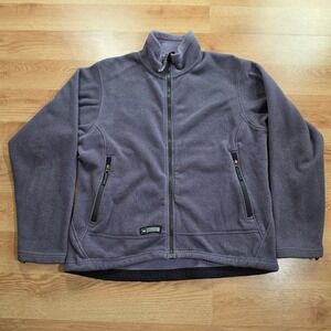 REI Fleece Jacket Mens Large Purple Gray Full Zip Mock Neck Hiking Outdoor Coat